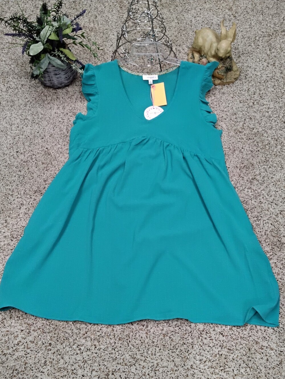 4074 Size XL Umgee Teal Flutter Sleeve Dress -NWT